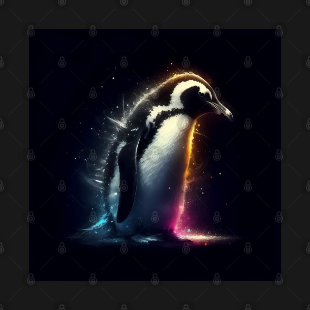 Monochromatic Antarctica Penguin Within Rainbow Colors by TomFrontierArt