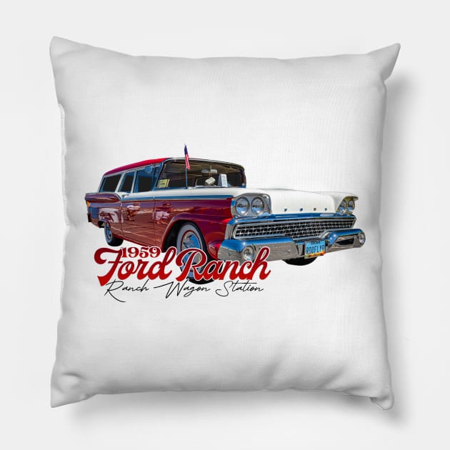 1959 Ford Ranch Station Wagon Pillow by Gestalt Imagery