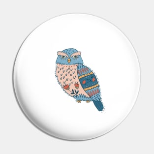 Folk Art Owl Pin