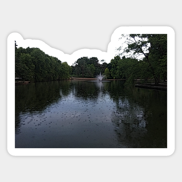Cartoon Drawing of Pond and Fountain in the Middle of Loose Park - Pond Landscape - Sticker | TeePublic Cartoon Drawing of Pond and Fountain in the Middle of Loose Park - Pond Landscape - Sticker | TeePublic