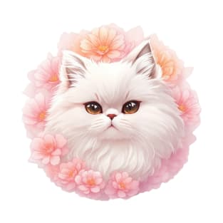 Charming Floral Delight: Magical Persian Cat in Artistic Splendor T-Shirt