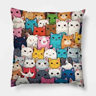 Furry Cuteness: 101 Kawaii Cats in Pastel Paradise Pillow