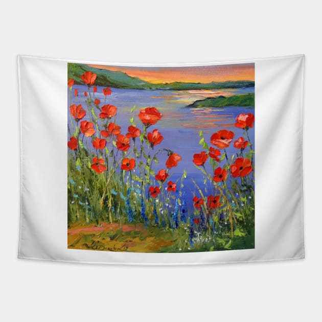 Poppies by the river Tapestry by OLHADARCHUKART