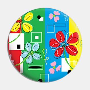 Color Block Blossoms Pin