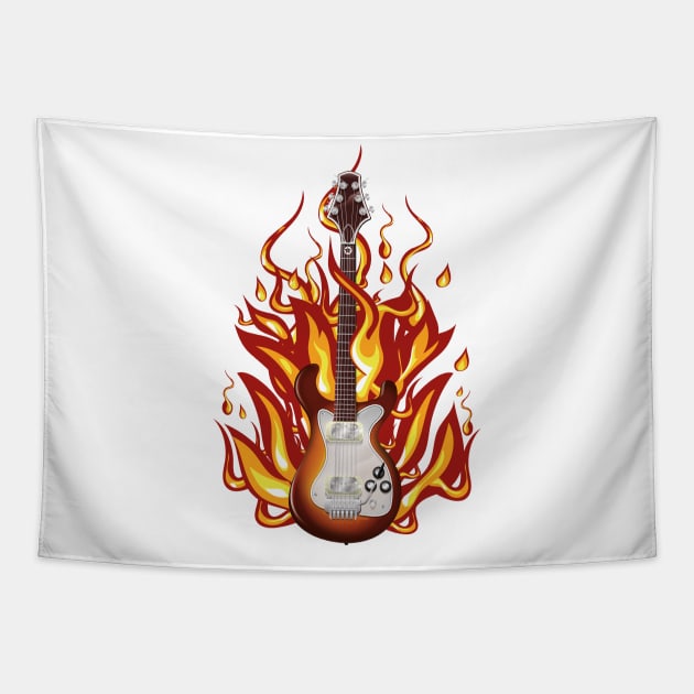 Fire Guitar Tapestry by nickemporium1