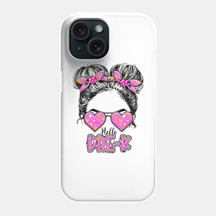 Kids Hello Pre-K Messy Bun Girls Preschool Back To School Phone Case