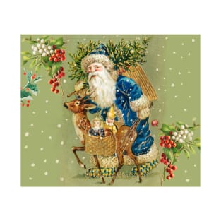 SANTA WITH DEER AND CHRISTMAS GIFTS IN WINTER SNOW T-Shirt