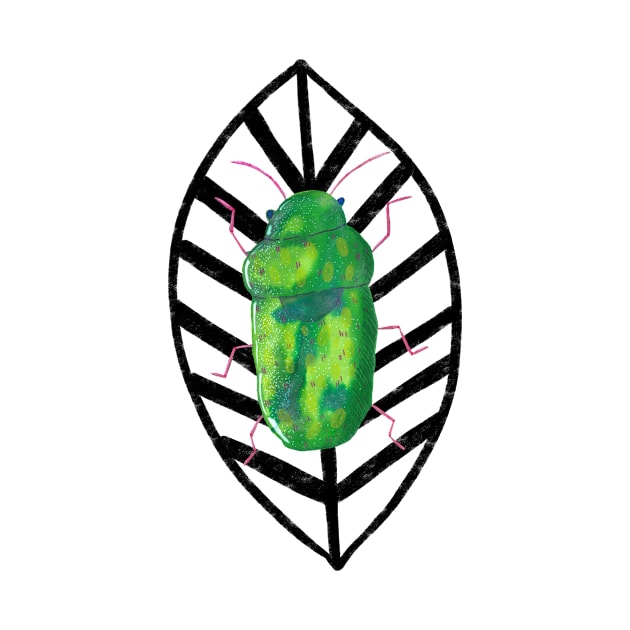 Shiny green fig beetle by Maddyslittlesketchbook