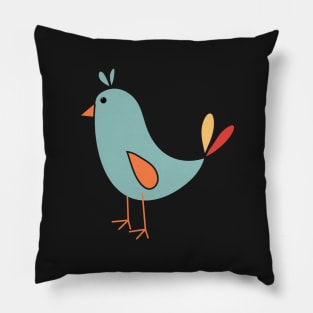 Little Orange, Gold and Aqua Bird | Cherie's Art(c)2021 Pillow