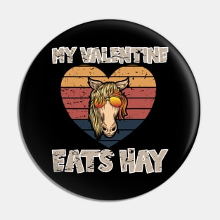 Anti Valentines Day My Valentine Eats Hay Pin