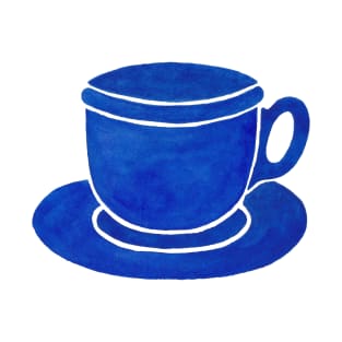 Blue Watercolour Tea Cup And Saucer T-Shirt