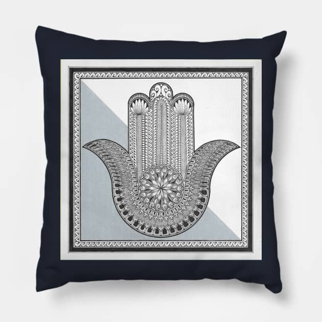 Hamsa Mandala Pillow by ink.by.shweta