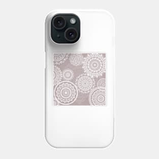 Mandala rain white on taupe Phone Case