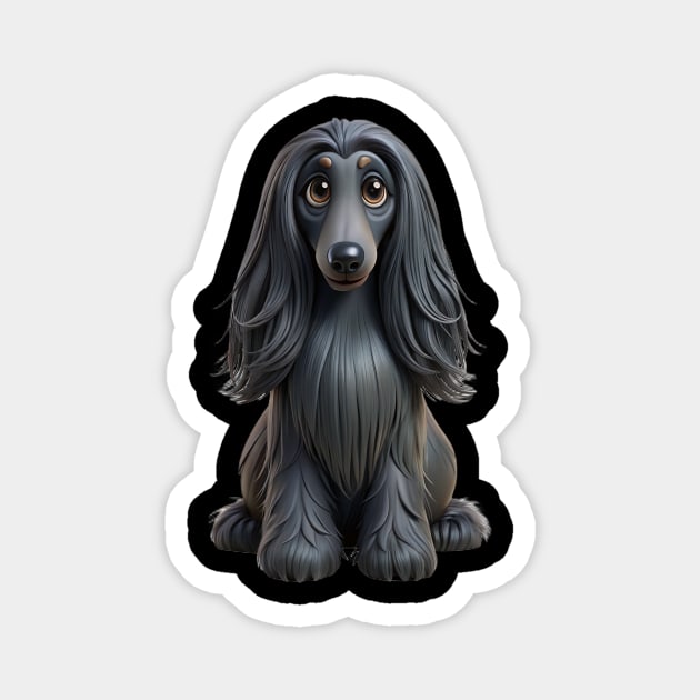 Elegant and Cute Black Afghan Hound Design Magnet by IamActiveDog