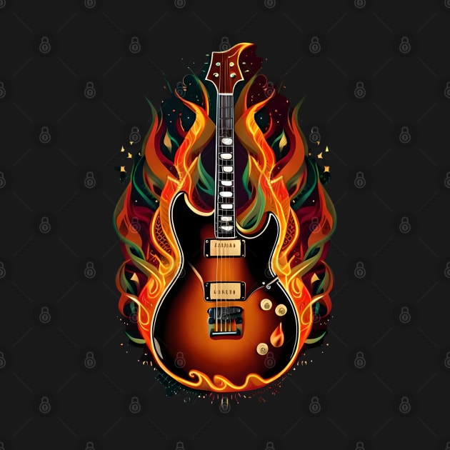 Electric Guitar on fire 3 by Dandeliontattoo