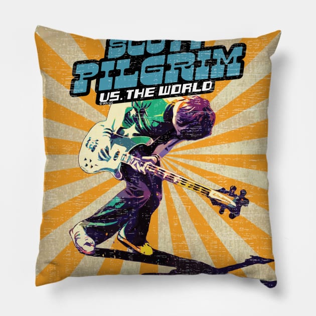 Scott Pilgrim Vs The World | Colorful Retro Style Sunburst Poster Pillow by Nonconformist