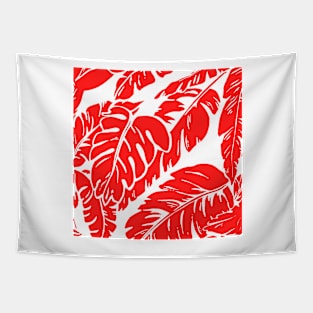 PALM LEAF RED TROPICAL PATTERN Tapestry