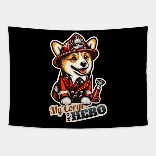 Corgi Fire fighter Tapestry by k9-tee