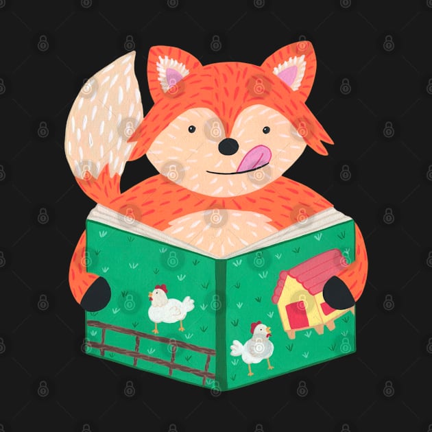 Animals with books part 1 - Fox reading a recipe book by NashTheArtist