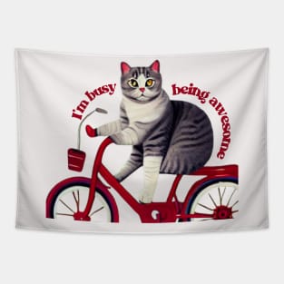 Cool Cat Ride a Bike Tapestry