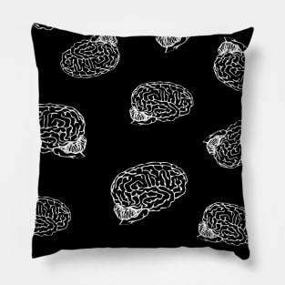 human brain collage, white Pillow