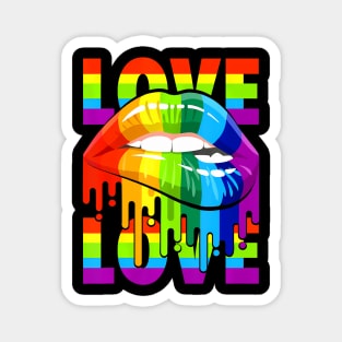 Love LGBT +Q  Flag Lips Gay Lesbian Pride Month Magnet