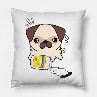 Cute Pug Spilled Mayonnaise Pillow