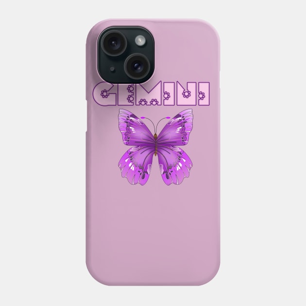 Gemini zodiac sign purple butterfly pretty Phone Case by THESHOPmyshp