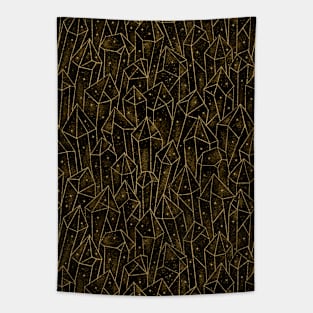 Gold Night Star Crystals Tapestry