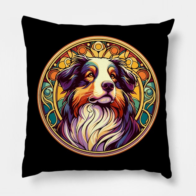 Australian Shepherd - Art Nouveau - Aussie Dog Style Pillow by RCDBerlin