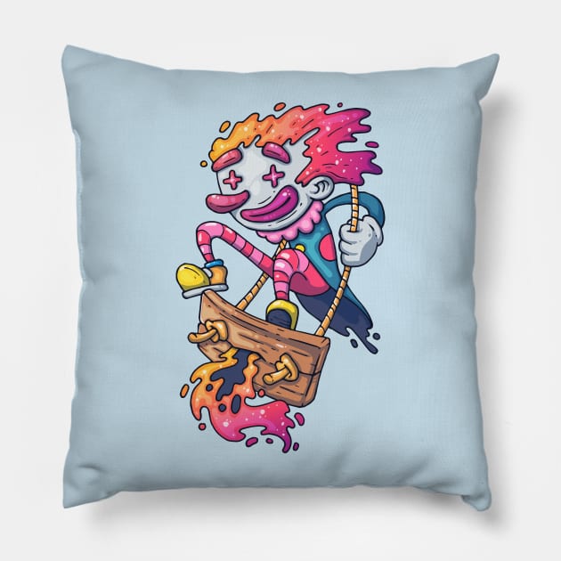 clown swinging swing cheerful Pillow by Mako Design 