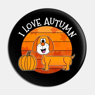 I Love Autumn Dachshund Dog Fall Thanksgiving Pin