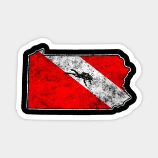 Pennsylvania Dive Flag Scuba Diving State Map Dive Flag Distressed Magnet