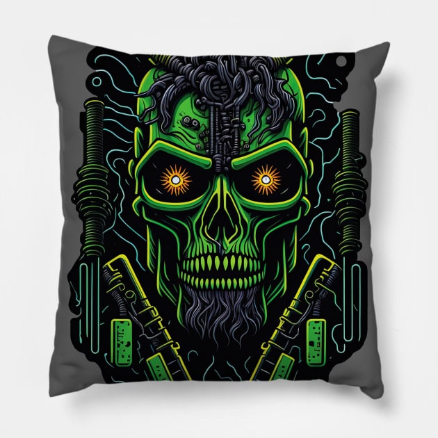 Cyborg Heads S02 D21 Pillow by Houerd