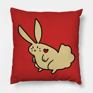 Beige Heart Bunny Pillow