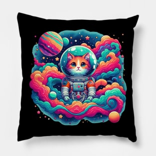 Astronaut Cat: Whimsical Space Kitty Pillow