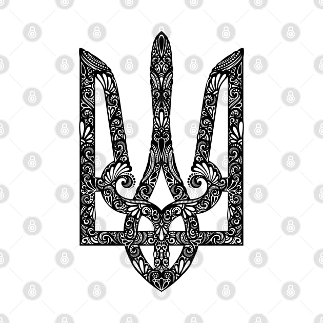 Ornate Ukrainian Trident, Black Print by lissantee