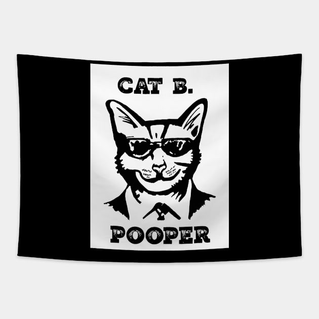 Cat B. Pooper White Rectangle Tapestry by wildjellybeans