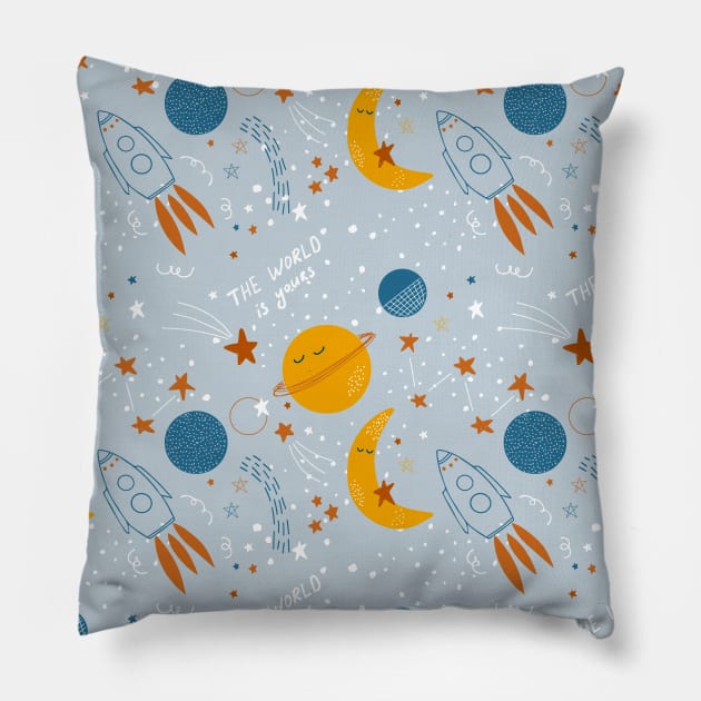 Cute baby cosmic pattern Pillow by DanielK