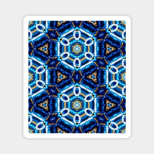 Blue and Gold Beadwork Inspired Fashion Print Magnet