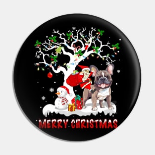 Christmas French Bulldog On Tree Santa French Bulldog Dog Pin