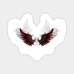 Stylized patterned black wings Magnet