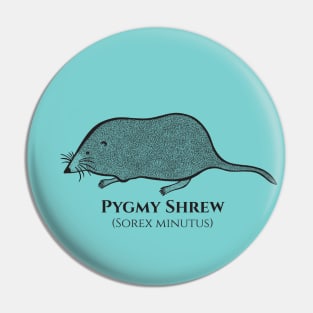 Pygmy Shrew with Common and Scientific Names - animal design Pin