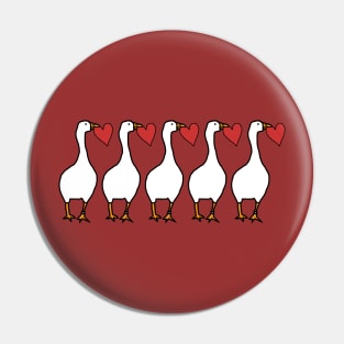 Five Animals Goose with Stolen Red Love Heart Valentines Day Pin