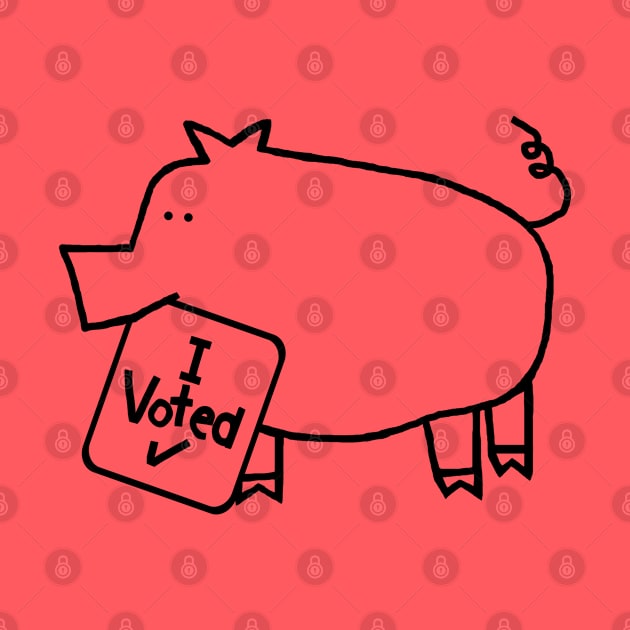 Cute Pig says she Voted Line Drawing by ellenhenryart