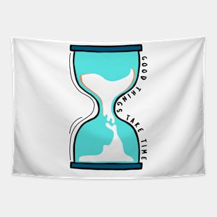 'Good Things Take Time' Quote Decorative Typography Tapestry