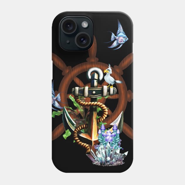 Anchor with seagull and fish Phone Case by Nicky2342