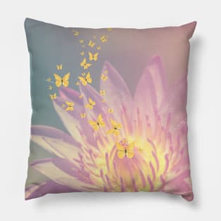 Lotus Flower Butterflies Cute Pillow