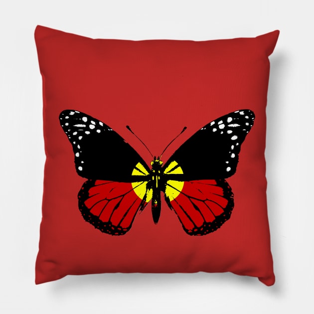 Vintage Aboriginal Australia Butterfly Moth Stand with Australia |  Australia Day National Celebration Pillow by Mochabonk