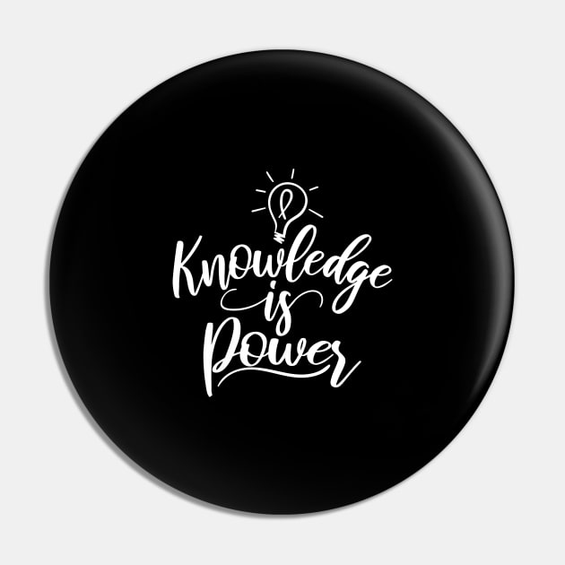 'Knowledge Is Power' Education Shirt Pin by ourwackyhome